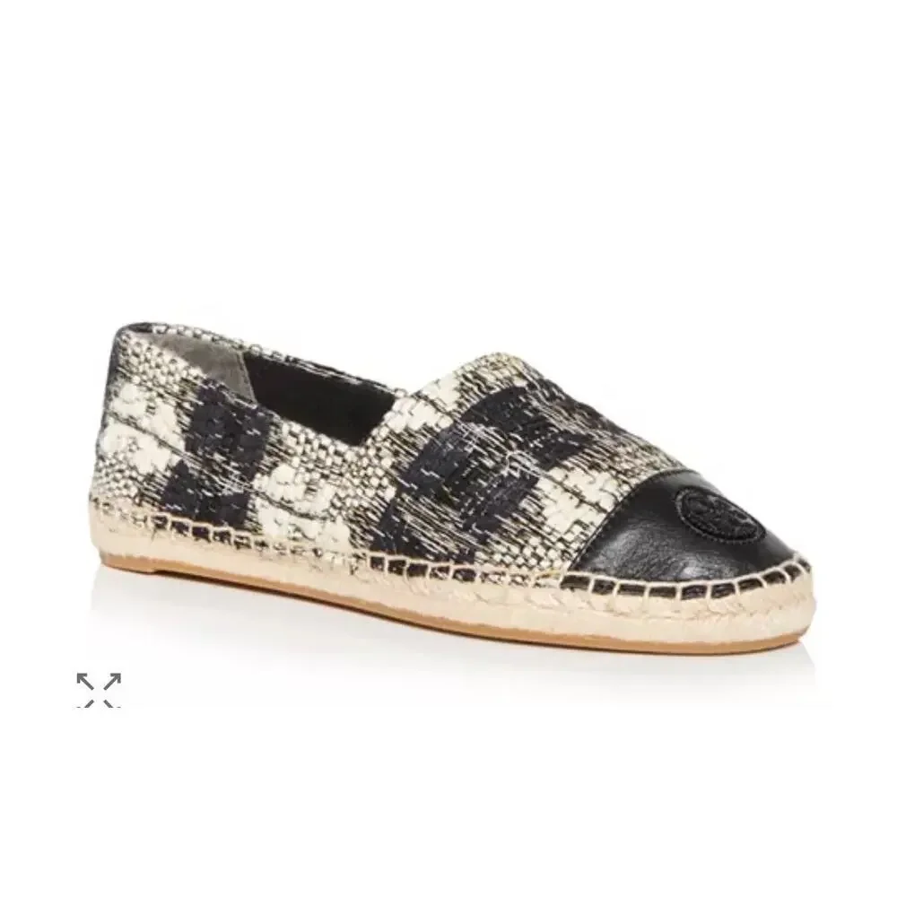 Tory Burch Women's Woven Stripe Cap Toe Espadrille Flats, 7.5
